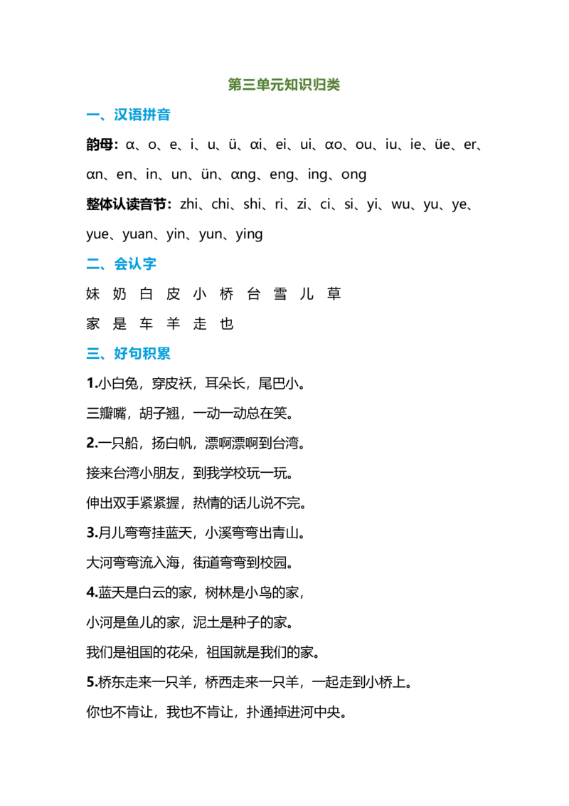一年级语文上册-期末复习知识点_小学1-6年级全部试卷_语文_一年级_3-6-1、小学一年级语文上册_3-6-1-1、复习、知识点、归纳汇总_通用