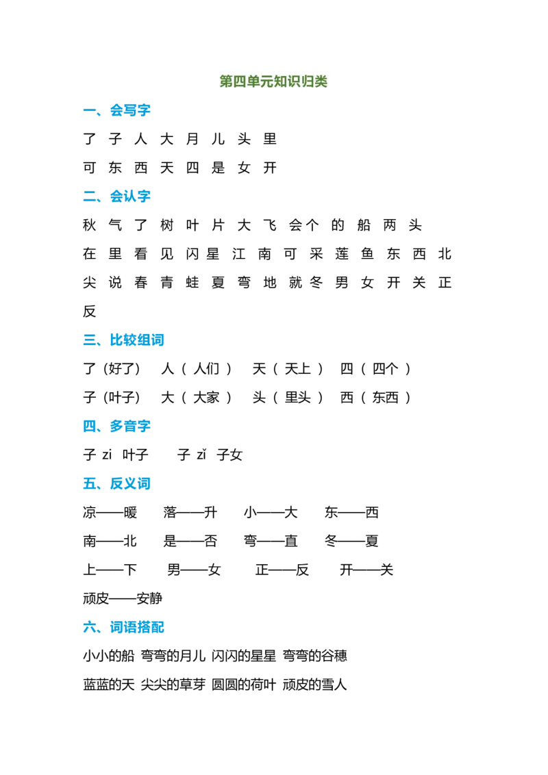 一年级语文上册-期末复习知识点_小学1-6年级全部试卷_语文_一年级_3-6-1、小学一年级语文上册_3-6-1-1、复习、知识点、归纳汇总_通用