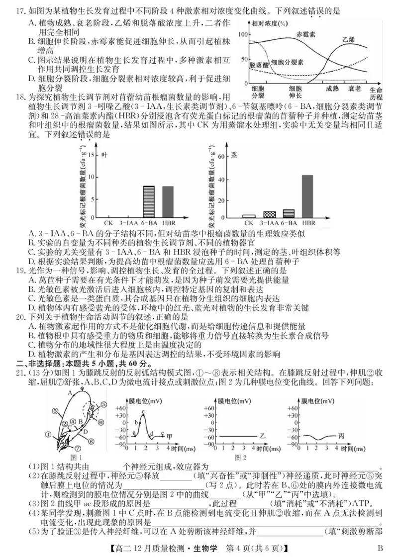 生物_2024-2025高二（7-7月题库）_2026年1月高二_260113河北省保定市部分高中2025-2026学年高二上学期12月月考（全）