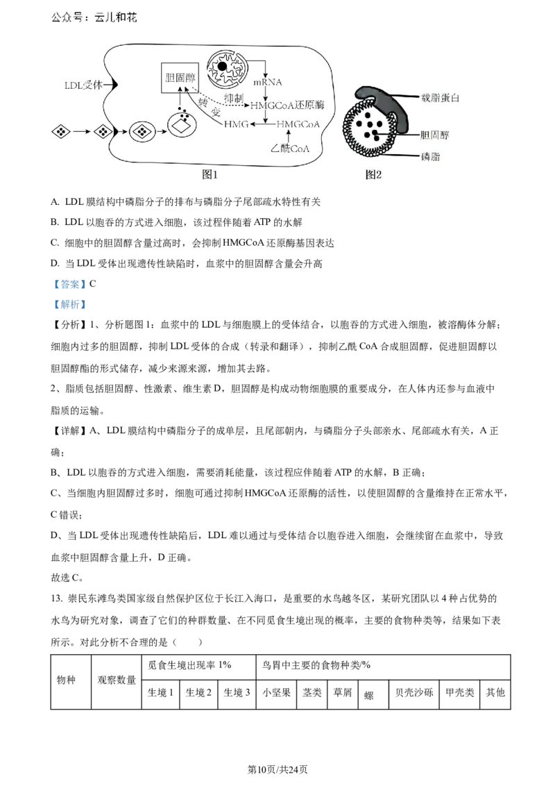 精品解析：重庆市巴蜀中学校2023-2024学年高二下学期7月期末考试生物试题（解析版）_2024-2025高二（7-7月题库）_2024年07月试卷_0722重庆市巴蜀中学2023-2024学年高二下学期期末