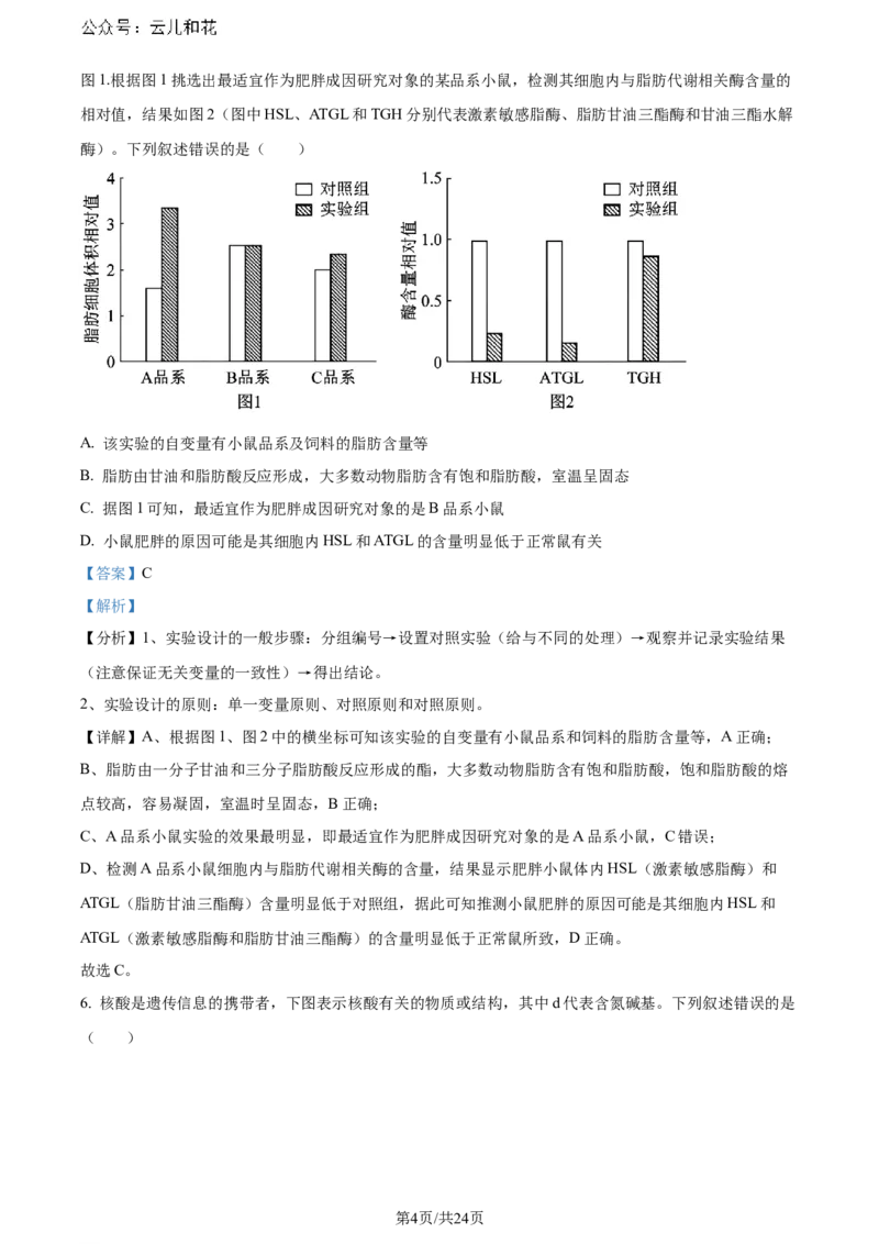 精品解析：重庆市巴蜀中学校2023-2024学年高二下学期7月期末考试生物试题（解析版）_2024-2025高二（7-7月题库）_2024年07月试卷_0722重庆市巴蜀中学2023-2024学年高二下学期期末
