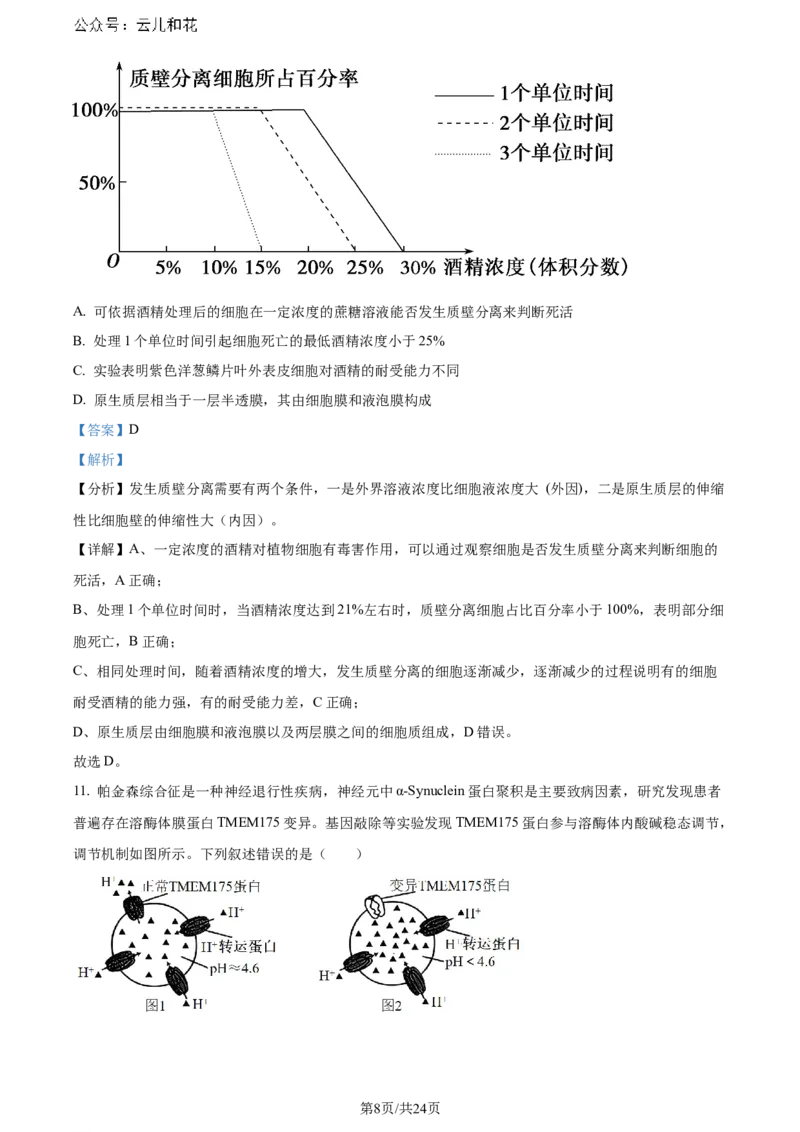 精品解析：重庆市巴蜀中学校2023-2024学年高二下学期7月期末考试生物试题（解析版）_2024-2025高二（7-7月题库）_2024年07月试卷_0722重庆市巴蜀中学2023-2024学年高二下学期期末