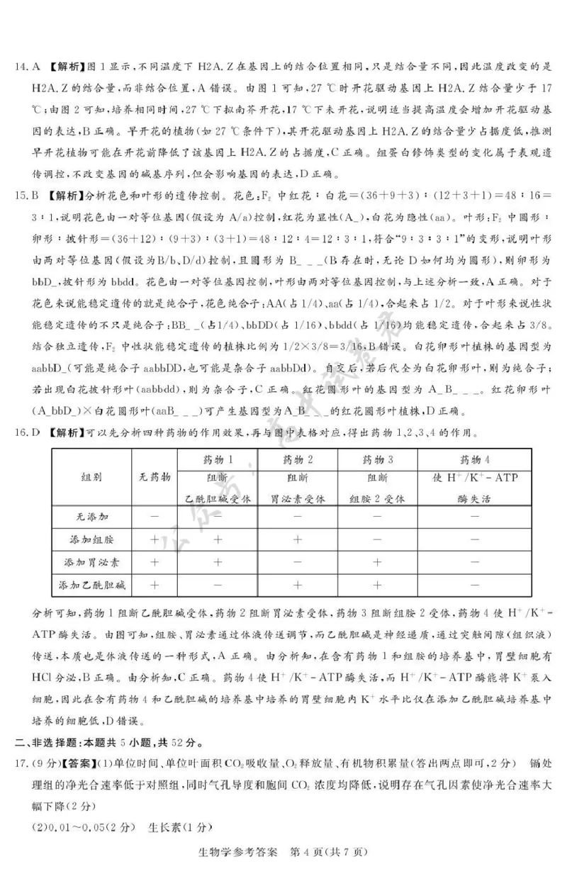 湘豫名校联考2025-2026学年高三上学期12月月考生物答案_2024-2026高三（6-6月题库）_2025年12月高三试卷_251225河南省湘豫名校联考2025年12月高三上学期质量检测（全科）