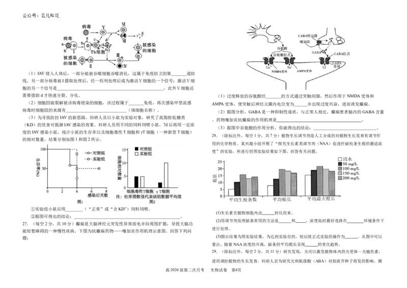 生物第二次月考（高二.上）-试题_2024-2025高二（7-7月题库）_2024年12月试卷_1219四川省达州市万源中学2024-2025学年高二上学期第二次月考