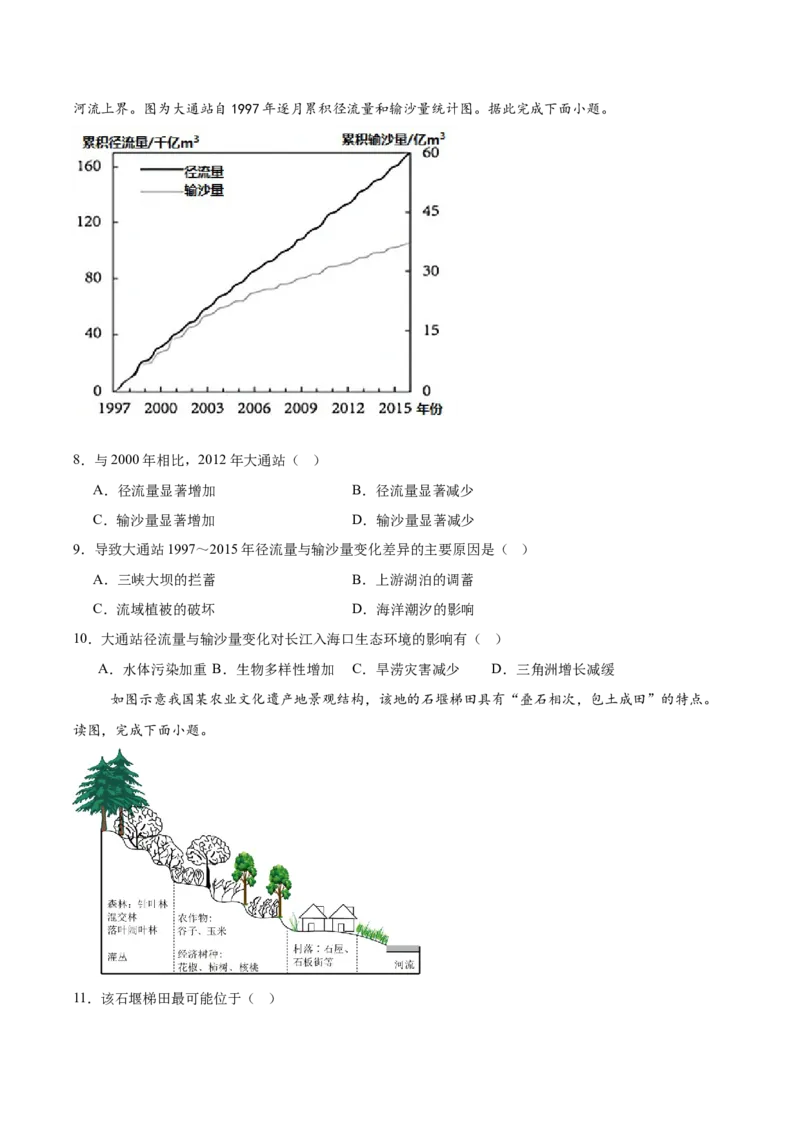 福建省福州第一中学2024-2025学年高二下学期期中考试地理（含答案）_2024-2025高二（7-7月题库）_2025年05月试卷_0518福建省福州第一中学2024-2025学年高二下学期期中考试
