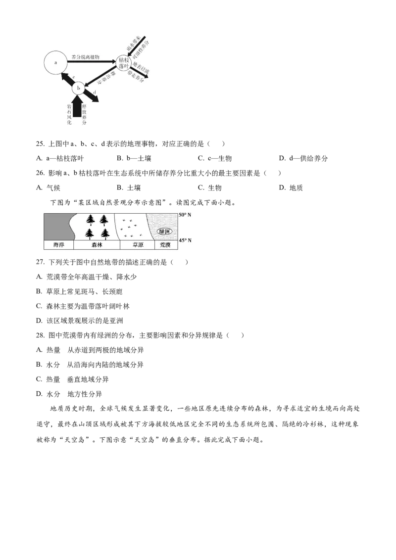 黑龙江省哈尔滨市第九中学校2025-2026学年高二上学期期中地理试题Word版无答案_251219黑龙江省哈尔滨市第九中学2025-2026学年高二上学期期中考试（全）
