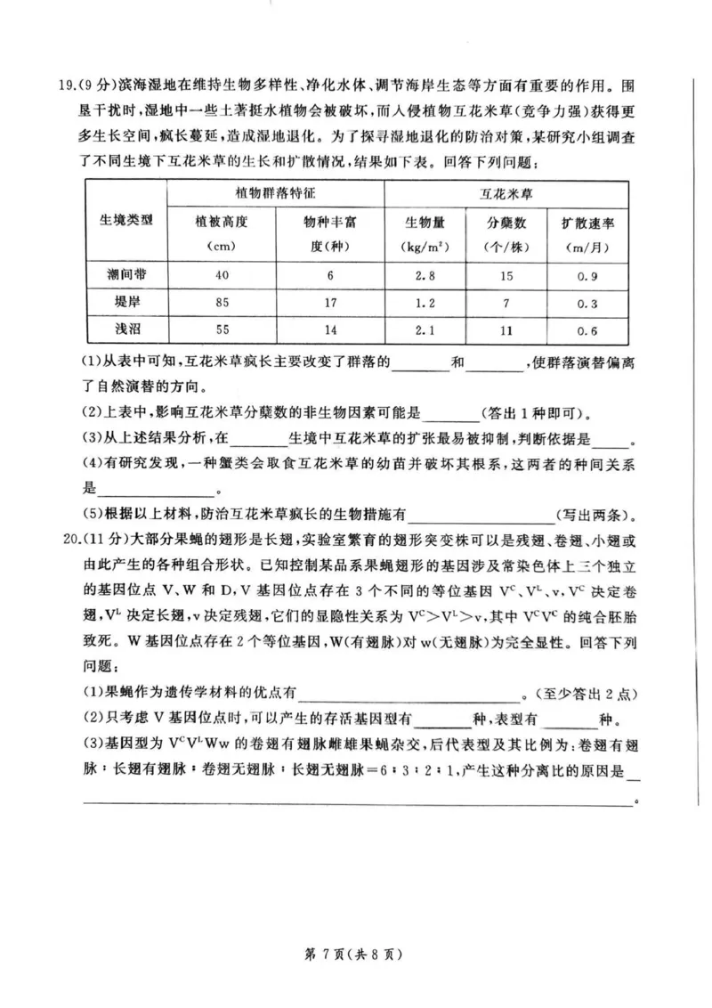 百师联盟2025&mdash;2026学年高三年级上学期期末考试生物_2024-2026高三（6-6月题库）_2026年01月高三试卷_0108甘肃省百师联盟2025&mdash;2026学年高三年级上学期期末考试（全）