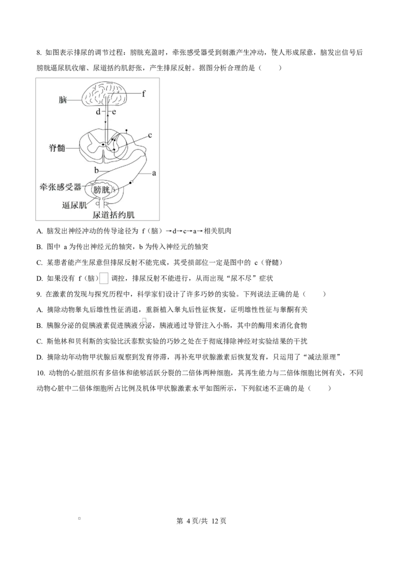 重庆市巴蜀中学教育集团2025-2026学年高二上学期10月月考生物试题Word版无答案_2025年11月高二试卷_251111重庆市巴蜀中学教育集团2025-2026学年高二上学期10月月考试题（全）