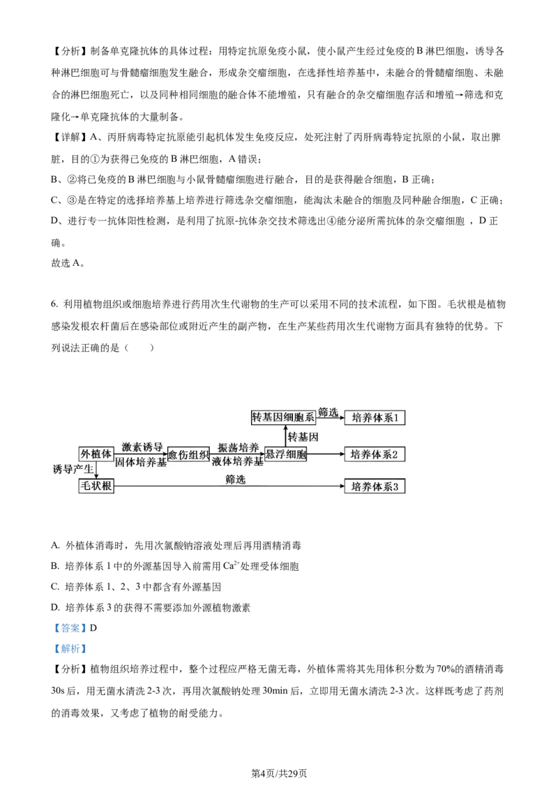 福建省福州市鼓楼区福建省福州第二中学2023-2024学年高二下学期7月期末生物试题（解析版）_2024-2025高三（6-6月题库）_2024年07月试卷