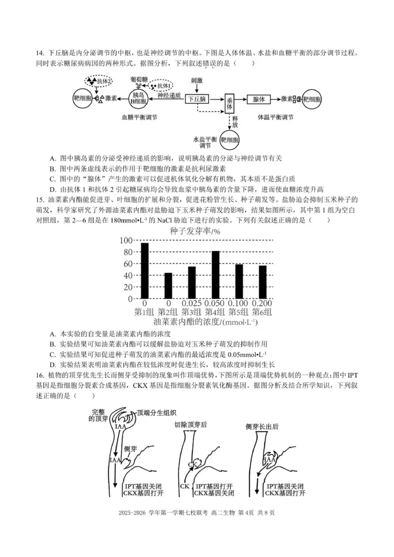 （高二生物试题）2025-2026学年上学期七校联考_2024-2025高二（7-7月题库）_2026年1月高二_260106广东省东莞市七校2025-2026学年高二上学期期中联考试题