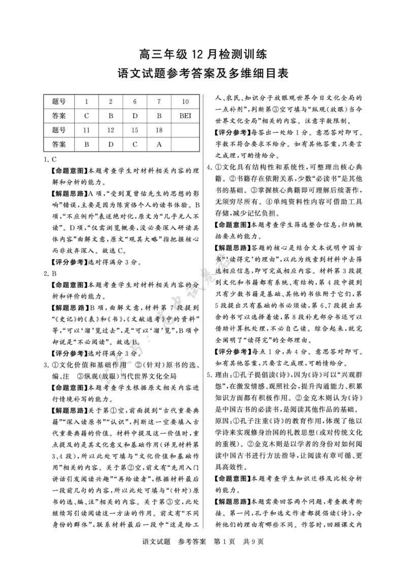T8语文答案_2024-2026高三（6-6月题库）_2025年12月高三试卷_2512252026届高三第一次八省联考（T8联考）（全科）_251225山西省2026届高三第一次八省联考（T8联考）（全科）
