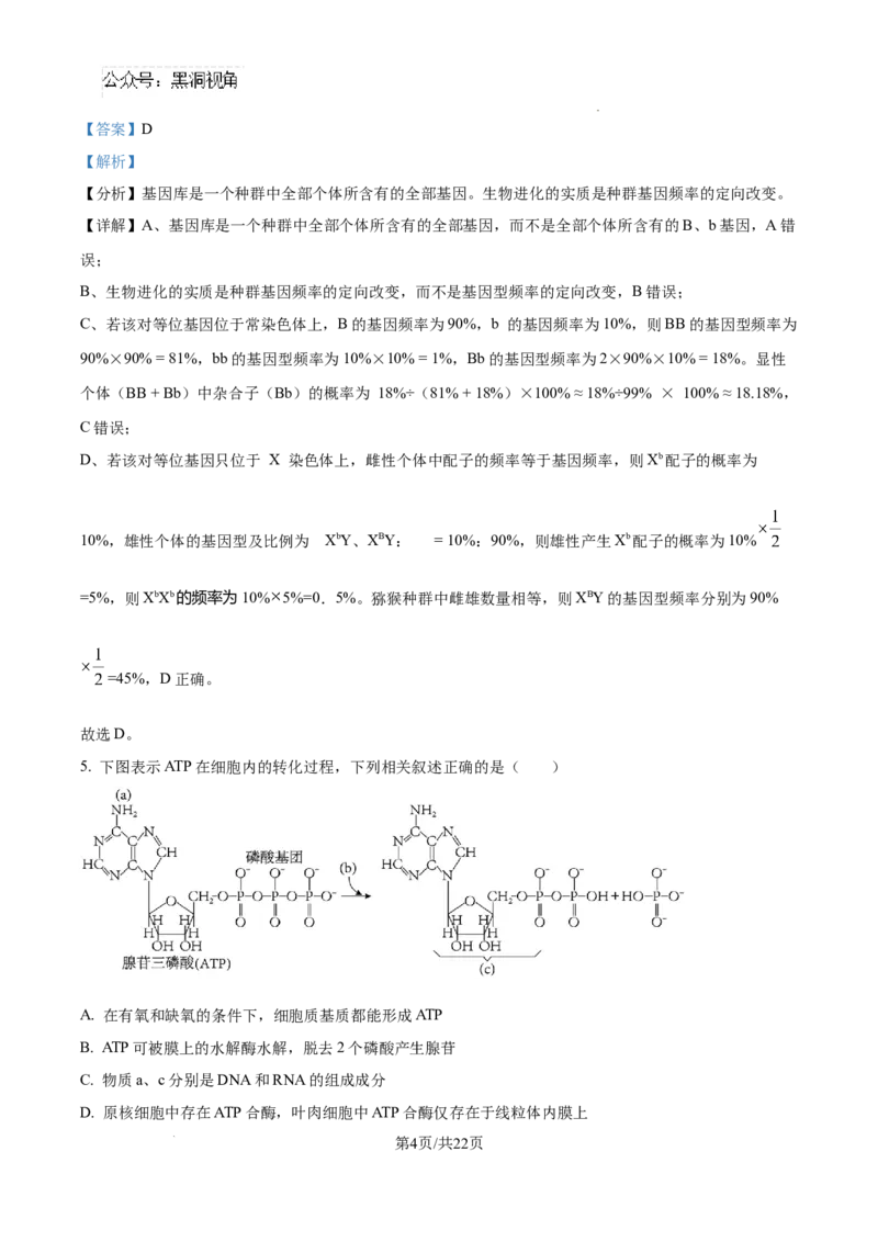 生物试卷（解析版）_2024-2025高三（6-6月题库）_2024年08月试卷_0823湖南省湖南天壹名校联盟2025届高三8月入学联考考试_湖南省湖南天壹名校联盟2025届高三8月入学联考考试生物