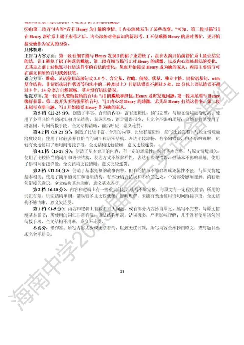 海南中学2025届高三年级第0次考英语试题(解析版含阅卷细则)_2024-2025高三（6-6月题库）_2024年09月试卷_0909海南省海南中学+嘉积中学2024-2025学年高三上学期开学考试