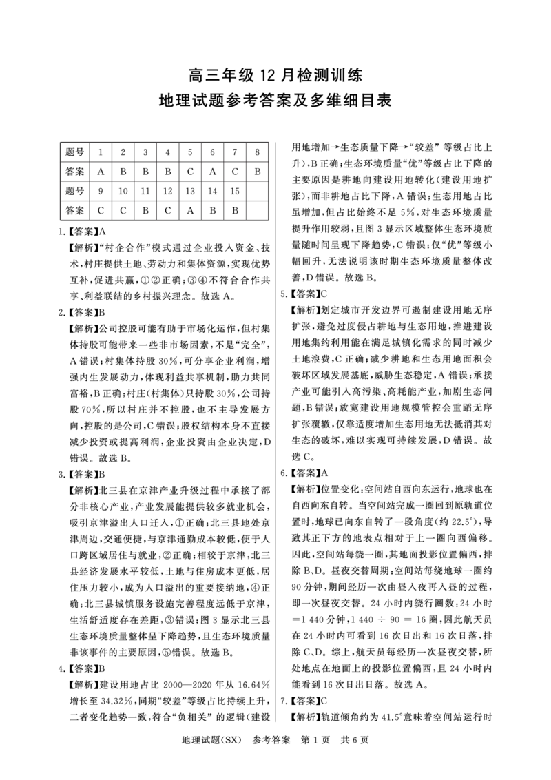 T8联考2026届高三年级12月检测训练地理(山西)答案_2024-2026高三（6-6月题库）_2025年12月高三试卷_2512252026届高三第一次学业质量评价联考（T8八省联考）（全科）_选科[山西专版]（全）