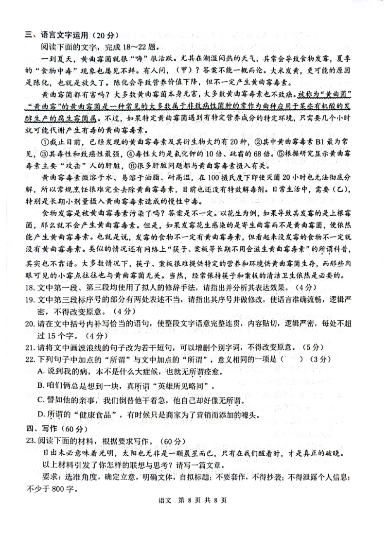 语文试卷_2024-2025高三（6-6月题库）_2024年12月试卷_1217广西名校2025届高中毕业班12月模拟考试_广西名校2025届高中毕业班12月模拟考试语文