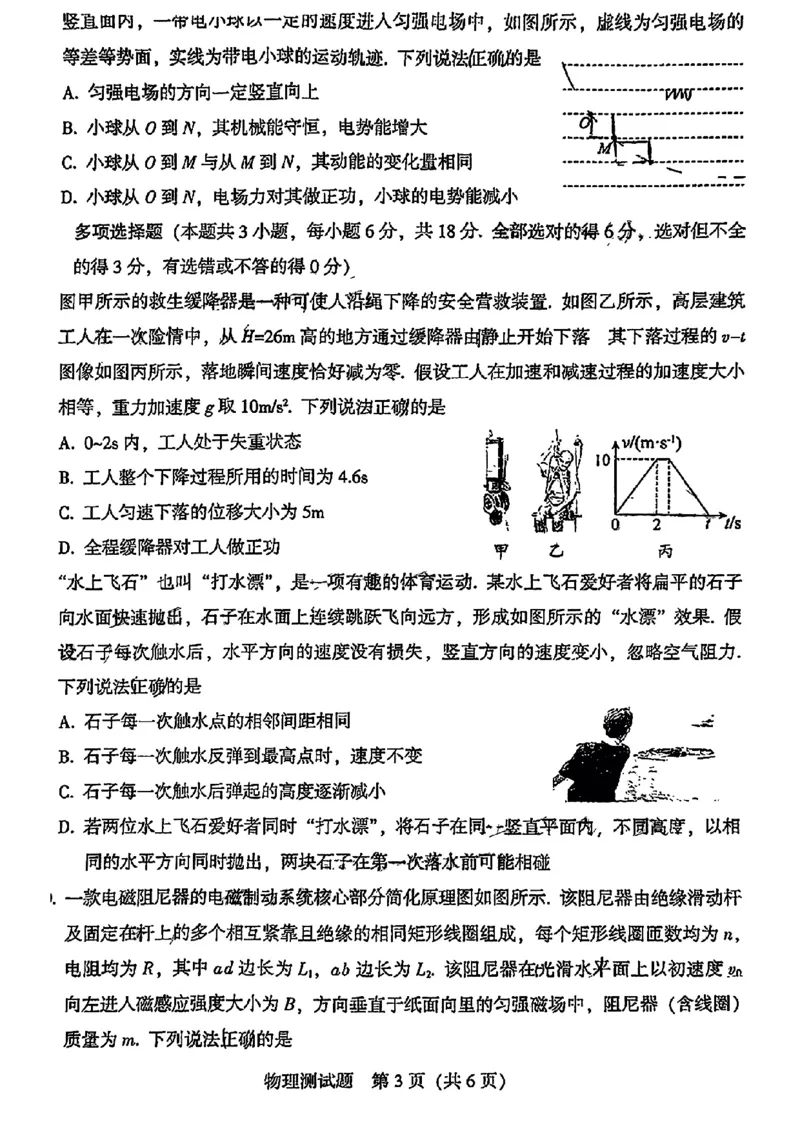 物理试卷_2024-2025高三（6-6月题库）_2024年11月试卷_1114广东省韶关市2025届高三综合测试(一)（全科）_广东省韶关市2025届高三综合测试(一)物理