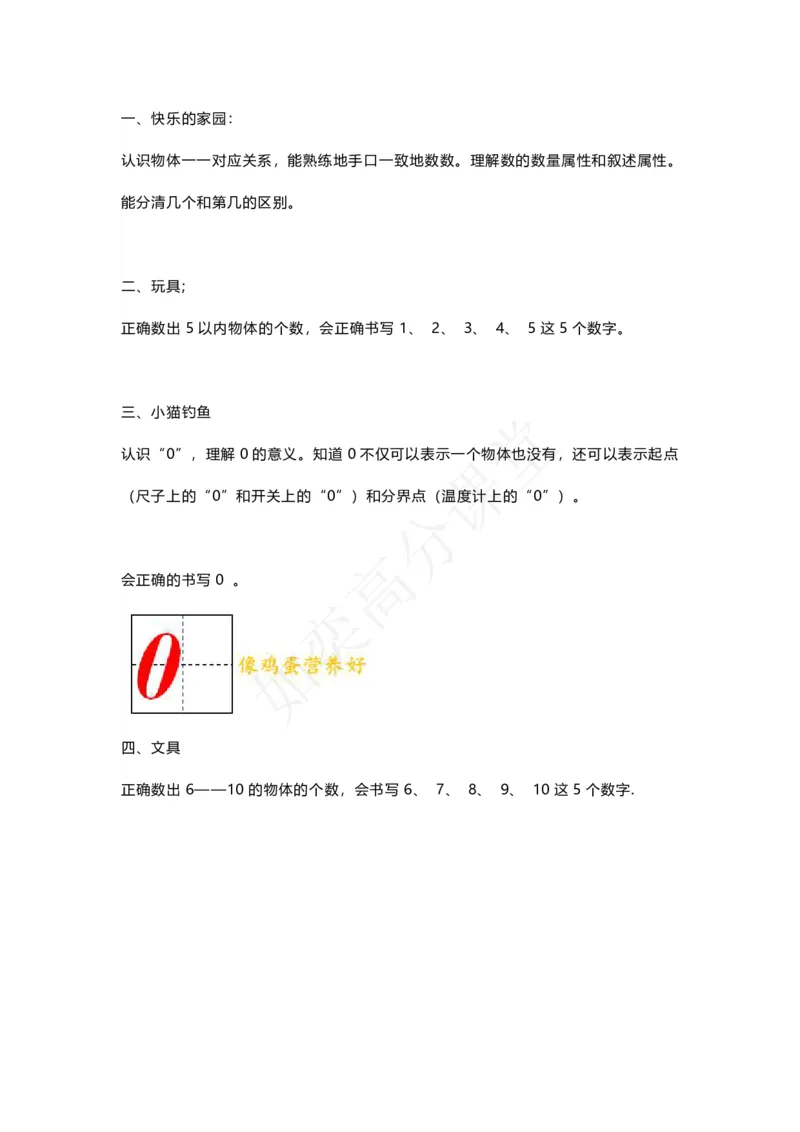 北师大版一年级数学上册第一单元知识要点公布_小学1-6年级全部试卷_数学_一年级_3-6-3、小学一年级数学上册_3-6-3-1、复习、知识点、归纳汇总_北师大版
