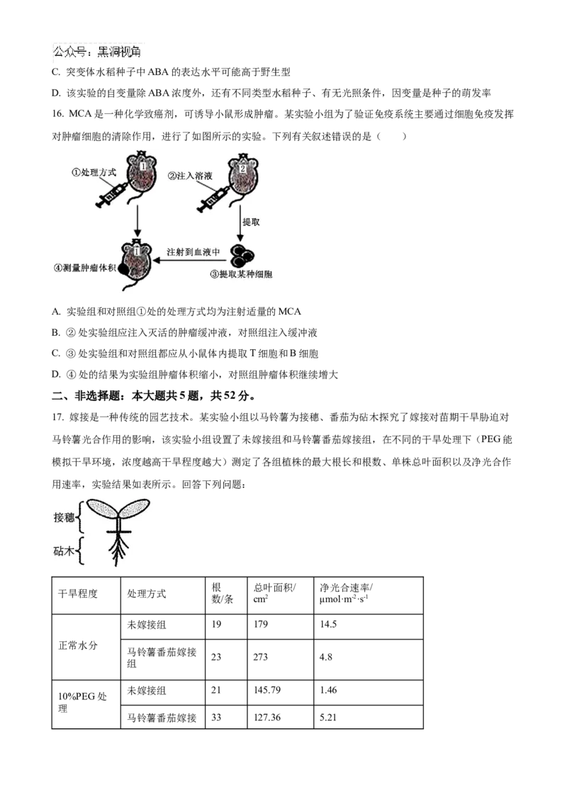 河南省安阳市林州市晋豫名校联盟2024-2025学年高三上学期10月月考生物试题_2024-2025高三（6-6月题库）_2024年11月试卷_1101河南省衡水金卷2025届高三年级10月份大联考（HN)