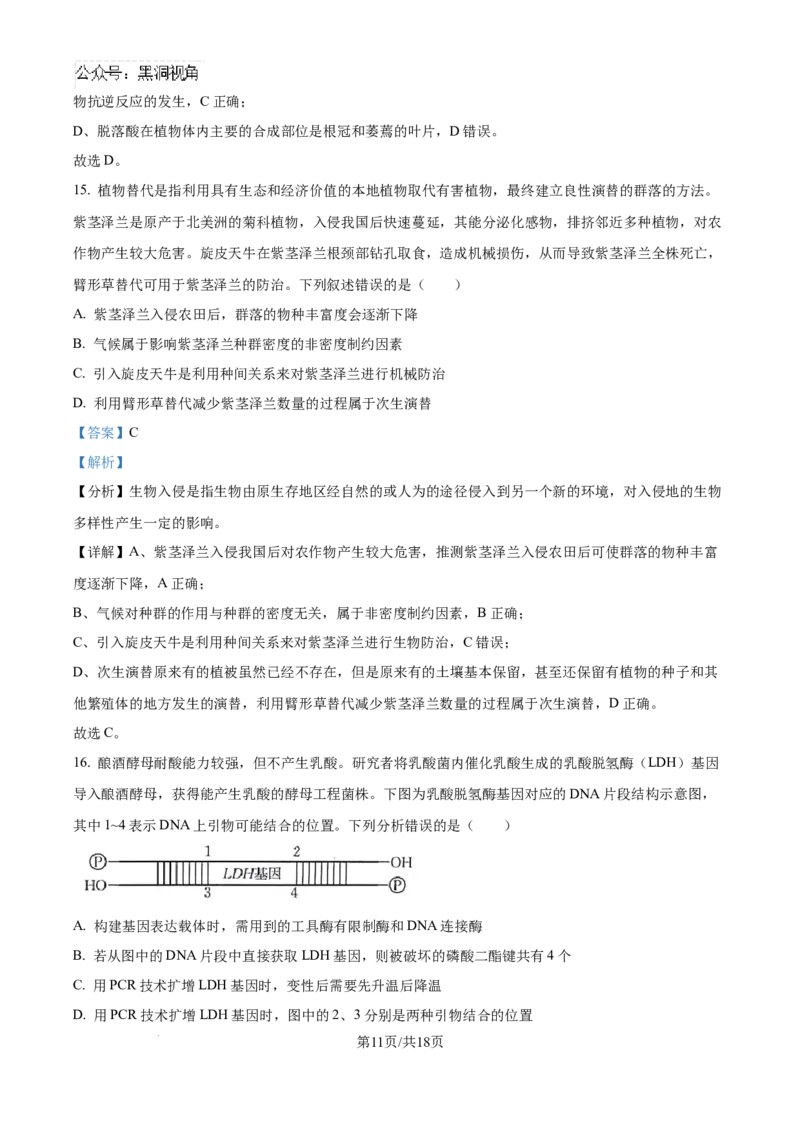 甘肃省白银市靖远县第一中学2024-2025学年高三上学期9月月考生物试题（解析）_2024-2025高三（6-6月题库）_2024年09月试卷_09252025高考模拟金典卷25新高考JD&middot;Y