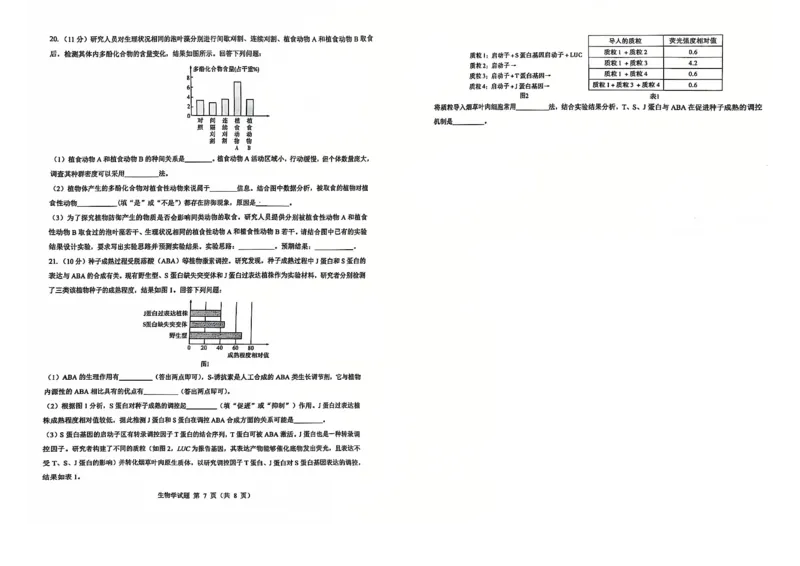 生物_2024-2025高三（6-6月题库）_2024年12月试卷_12192025山西省三重教育高三12月八省联考适应性考试_生物