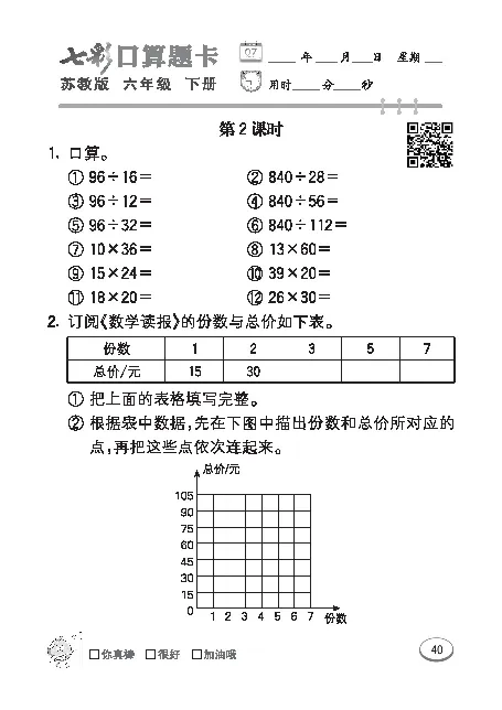 口算课课练苏教版6年级下册_小学1-6年级全部试卷_数学_六年级_3-11-4、小学六年级数学下册_3-11-4-2、练习题、作业、试题、试卷_苏教版_专项练习