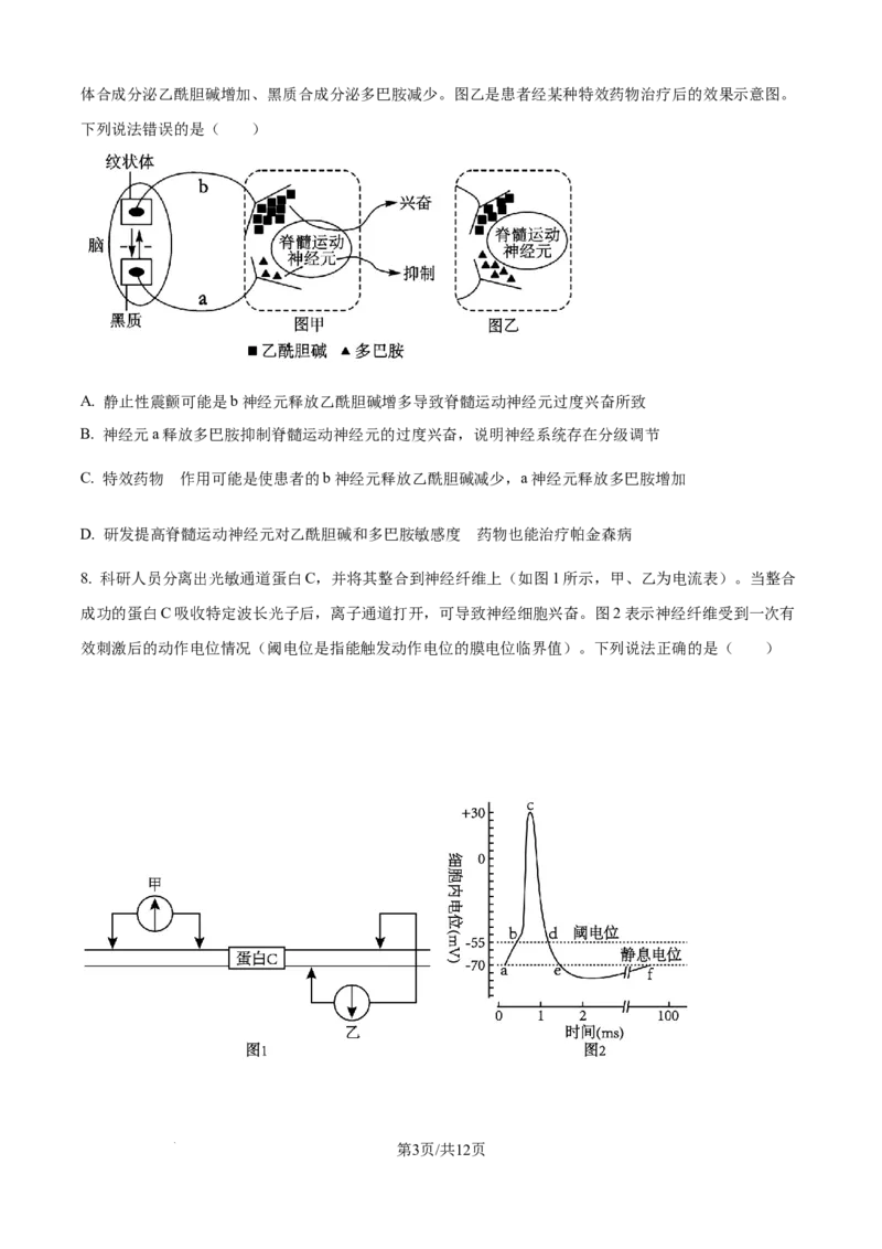 精品解析：山东省日照第一中学2025-2026学年高二上学期第一次质量检测生物试卷（原卷版）_2025年11月高二试卷_251107山东省日照第一中学2025-2026学年高二上学期第一次质量检测
