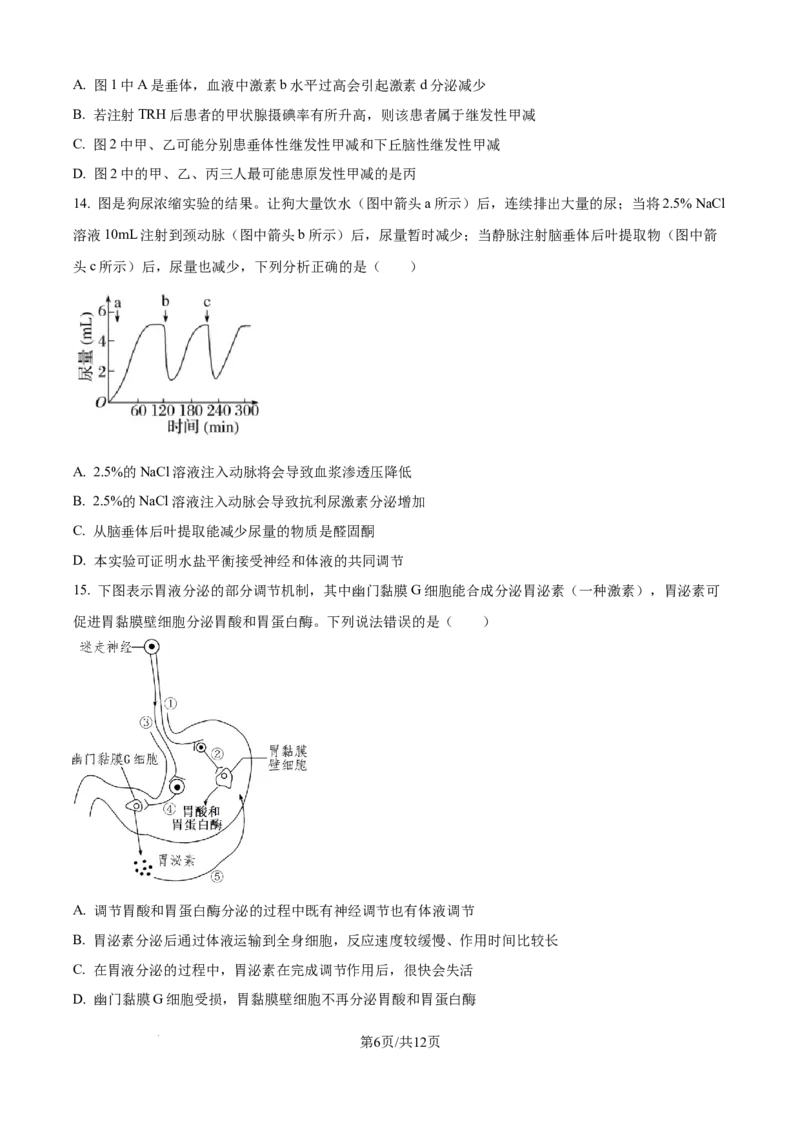 精品解析：山东省日照第一中学2025-2026学年高二上学期第一次质量检测生物试卷（原卷版）_2025年11月高二试卷_251107山东省日照第一中学2025-2026学年高二上学期第一次质量检测