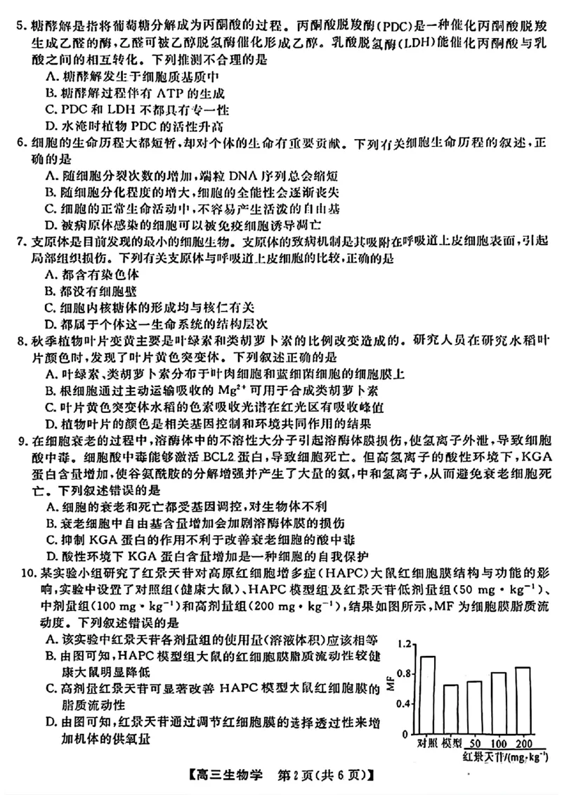 金科大联考&middot;2025届高三9月质量检测生物试卷_2024-2025高三（6-6月题库）_2024年09月试卷_0930河北省金科大联考2025届高三9月质量检测_金科大联考&middot;2025届高三9月质量检测生物