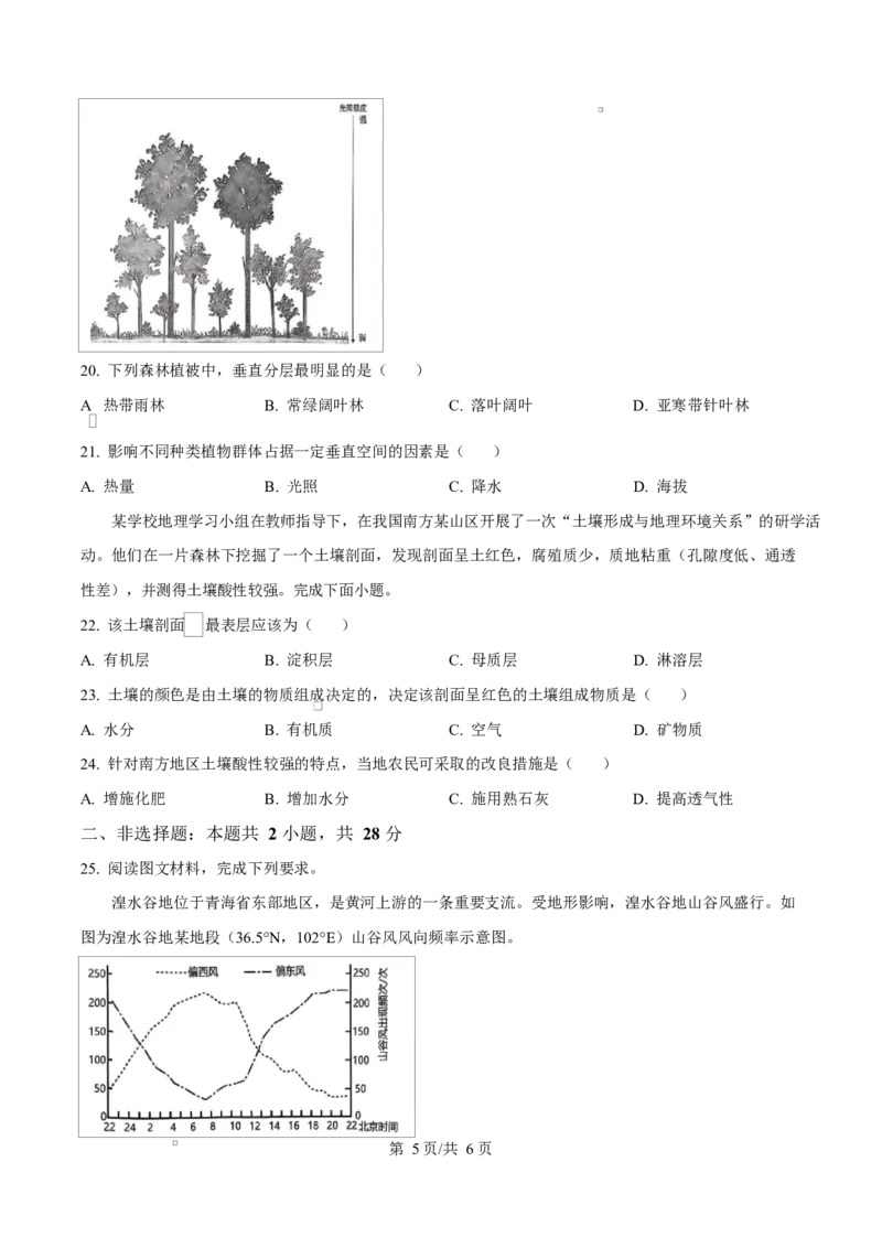 重庆市巴蜀中学校教育集团2024-2025学年高一上学期期末考试地理试题Word版无答案_2024-2025高二（7-7月题库）_2025年03月试卷_0310重庆市巴蜀中学教育集团2024-2025学年高二上学期期末考试