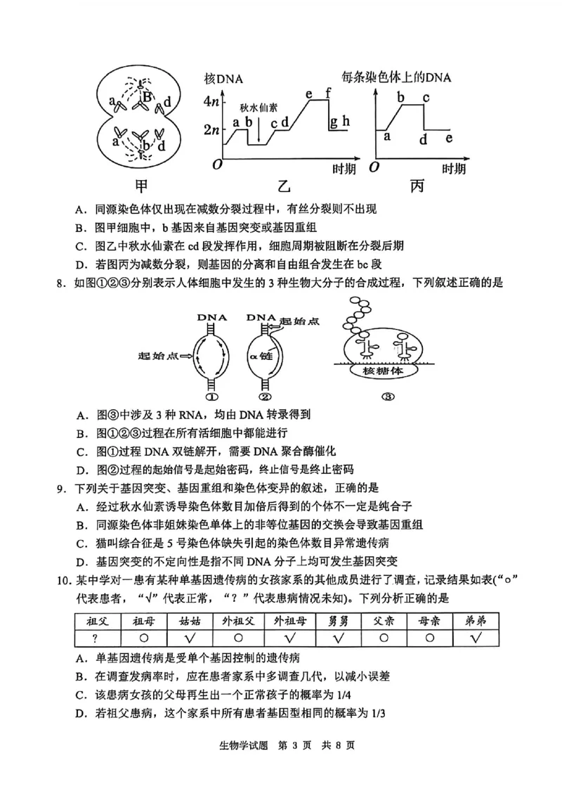 四川省广安市高2023级第一次模拟考试生物_2024-2026高三（6-6月题库）_2026年01月高三试卷_0117四川省广安市高2023级第一次模拟考试（广安一诊）（全）