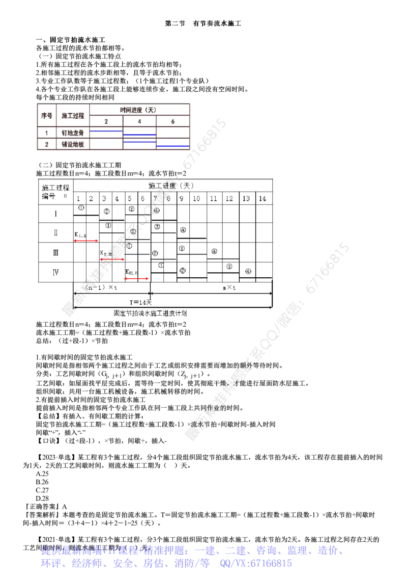 WM_进度01-第02讲　有节奏流水施工、非节奏流水施工_监理工程师_2025监理工程师_2025年监理工程师-各大机构_2025年监理-土建目标_机构2-JG_01.精讲班-李.娜_进度控制（土建）（2025）_讲义