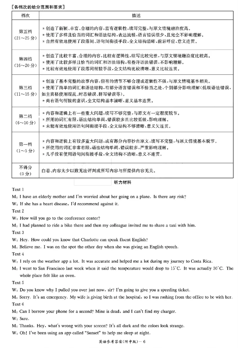炎德&middot;英才大联考湖南师大附中2025届高三月考试卷（六）英语答案_2024-2025高三（6-6月题库）_2025年02月试卷_0214炎德&middot;英才大联考湖南师大附中2025届高三月考试卷（六）