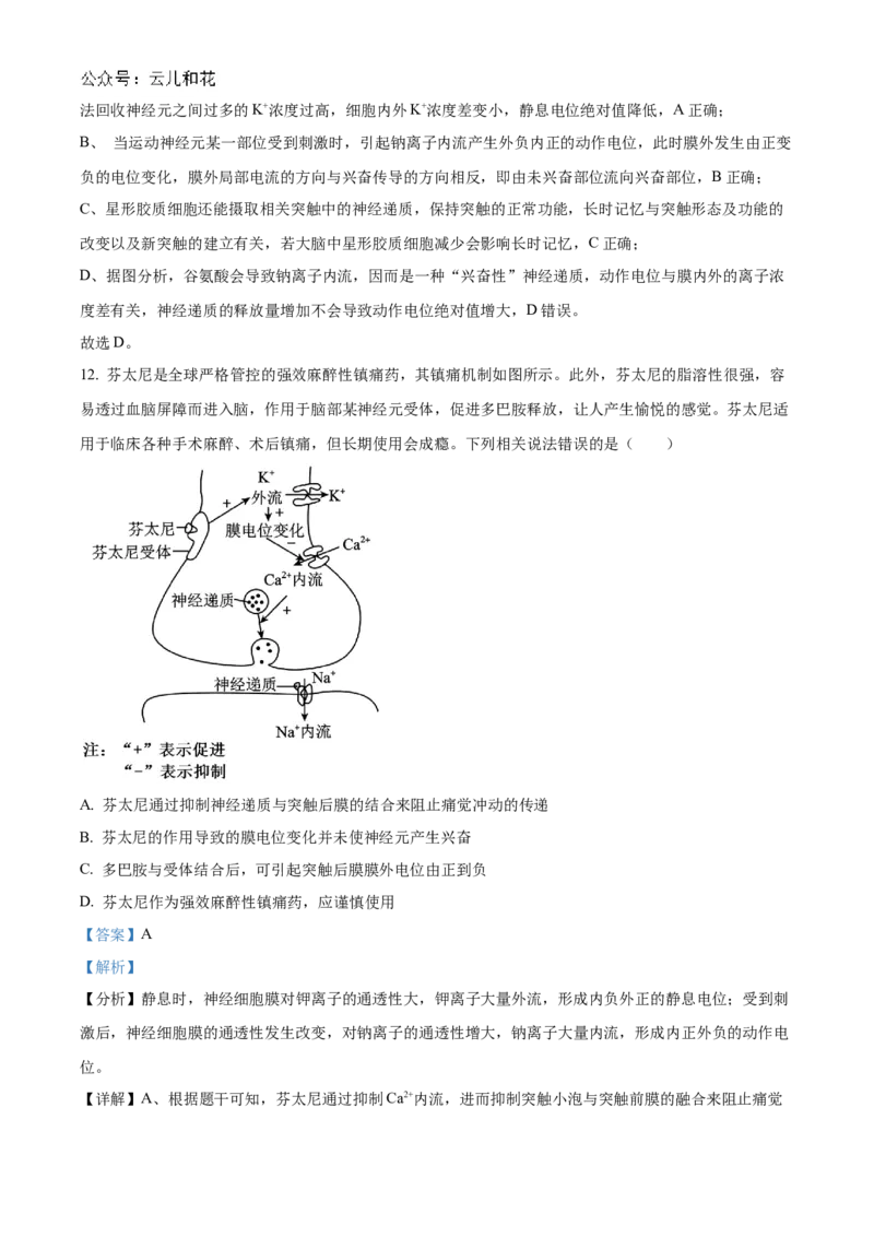 福建省福州市9校2024-2025学年高二上学期11月期中生物试题Word版含解析_2024-2025高二（7-7月题库）_2024年12月试卷_1206福建省福州市福九联盟2024-2025学年高二上学期11月期中联考试题