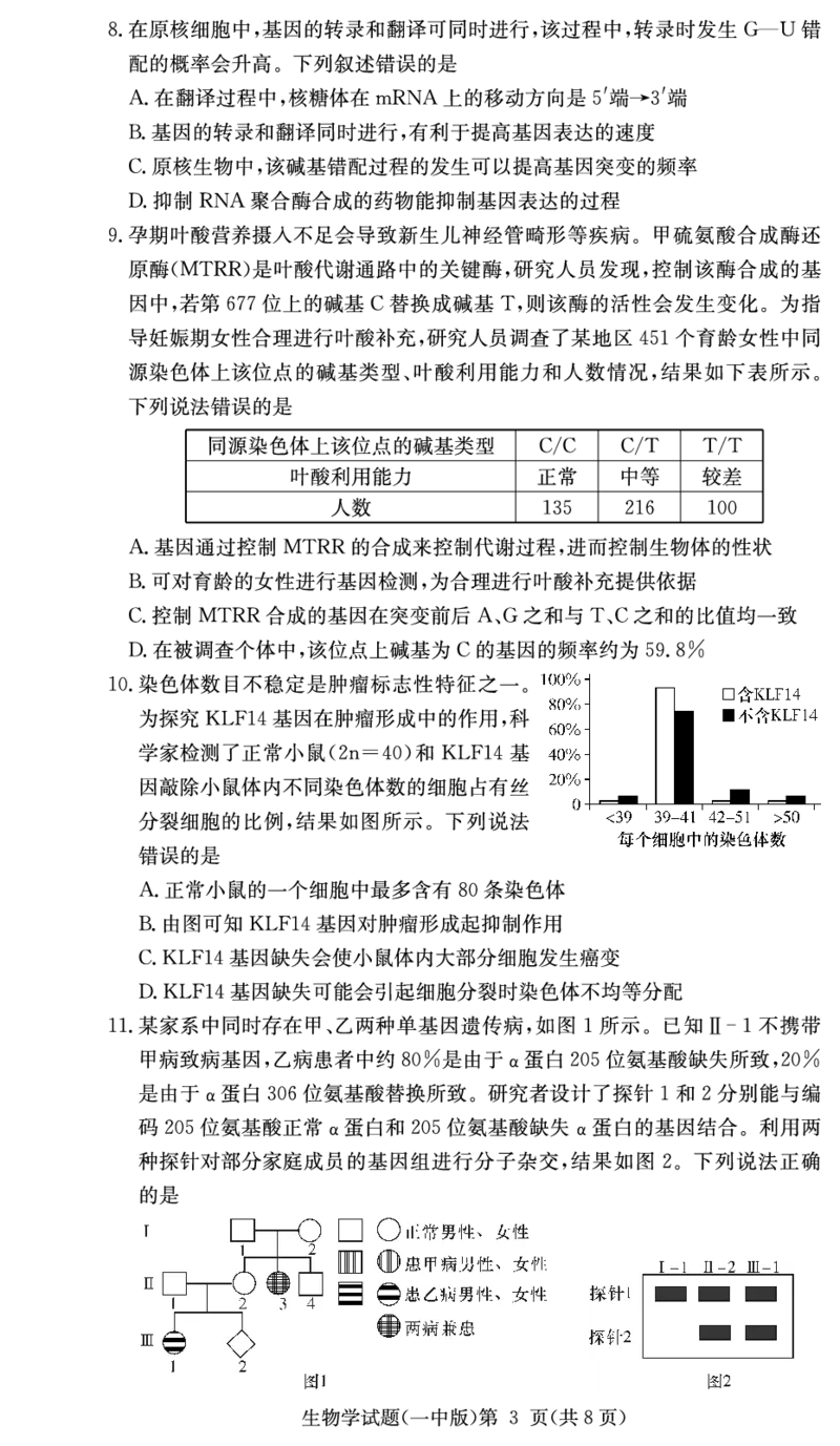 湖南省长沙市第一中学2024-2025学年高三上学期月考卷（二）生物试题_2024-2025高三（6-6月题库）_2024年10月试卷_1024湖南省长沙市第一中学2024-2025学年高三上学期月考卷（二）