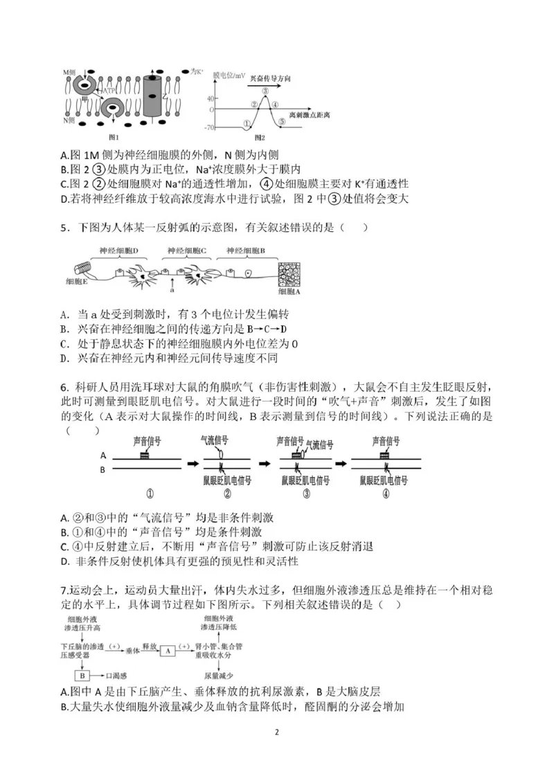 重庆市复旦中学教共体2025-2026学年高二上学期12月定时作业生物试题_2024-2025高二（7-7月题库）_2026年1月高二_260103重庆市复旦中学教共体2025-2026学年高二上学期12月月考（全）