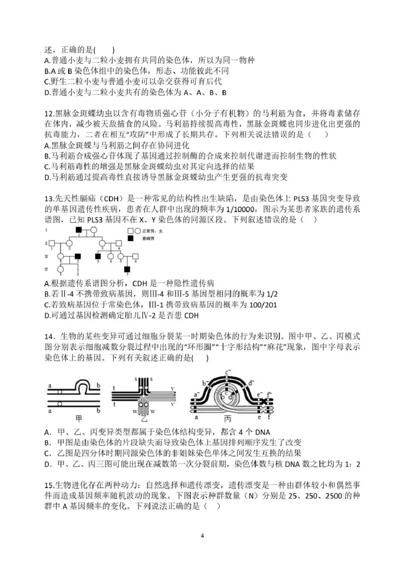 重庆市复旦中学教共体2025-2026学年高二上学期12月定时作业生物试题_2024-2025高二（7-7月题库）_2026年1月高二_260103重庆市复旦中学教共体2025-2026学年高二上学期12月月考（全）