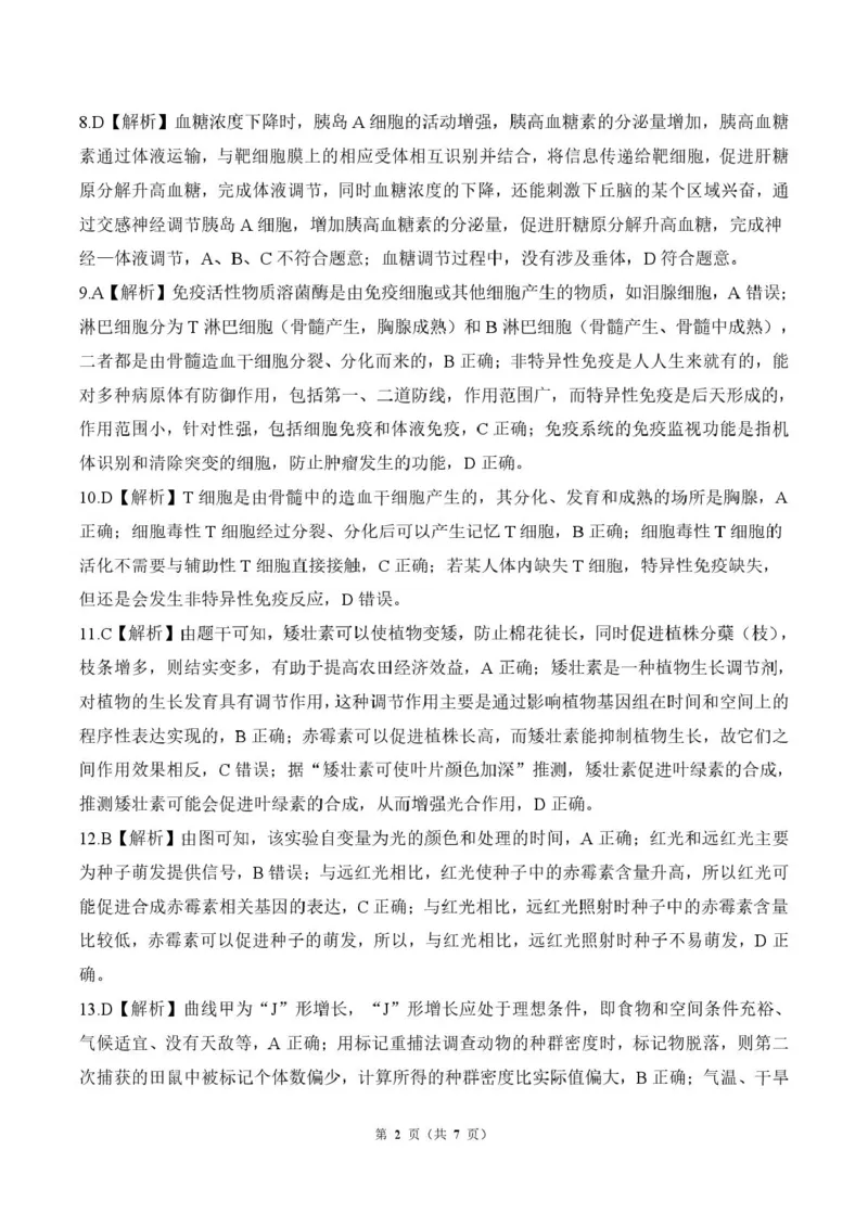 高二上生物综合(人教75分钟多选)答案_2024-2025高二（7-7月题库）_2025年02月试卷_0213黑龙江省龙东地区2024-2025学年高二上学期期末考试