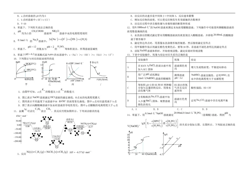 高二致远班月考化学试题_2025年10月高二试卷_251003黑龙江省牡丹江市第一高级中学2025-2026学年高二上学期9月月考