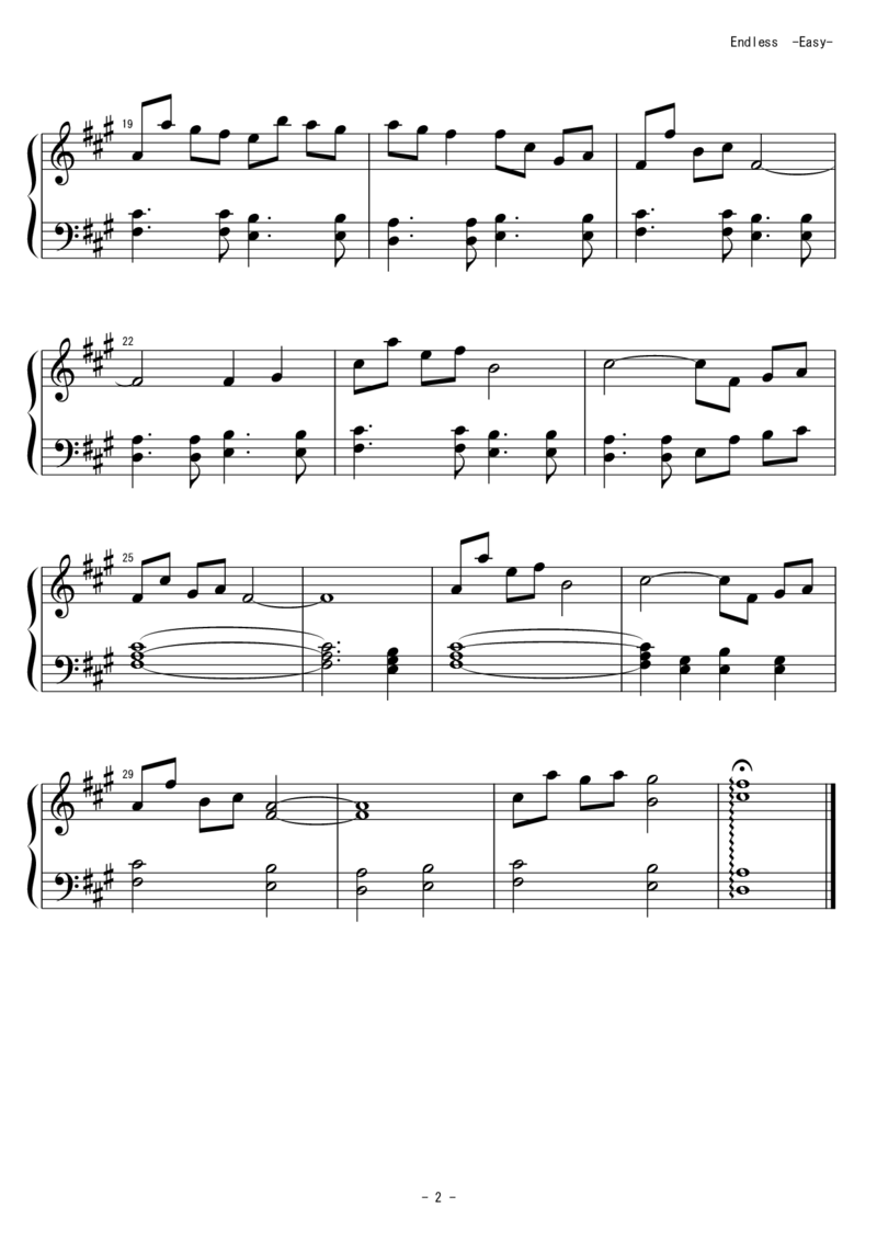 [東方ピアノEasyモード][easy][2]_一万首著名钢琴曲谱哈农贝多芬合集视频教学电子版高清无水印可打印_05动漫游戏钢琴谱合集_日系东方Project钢琴谱全集_东方project钢琴谱_19Endless
