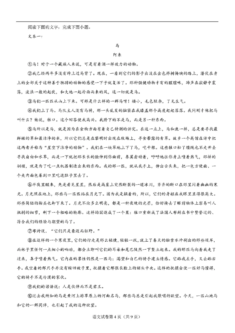 语文-2025届高三八省适应性联考模拟演练考试二_2024-2025高三（6-6月题库）_2024年11月试卷_11102025届高三八省适应性联考模拟演练考试（二）