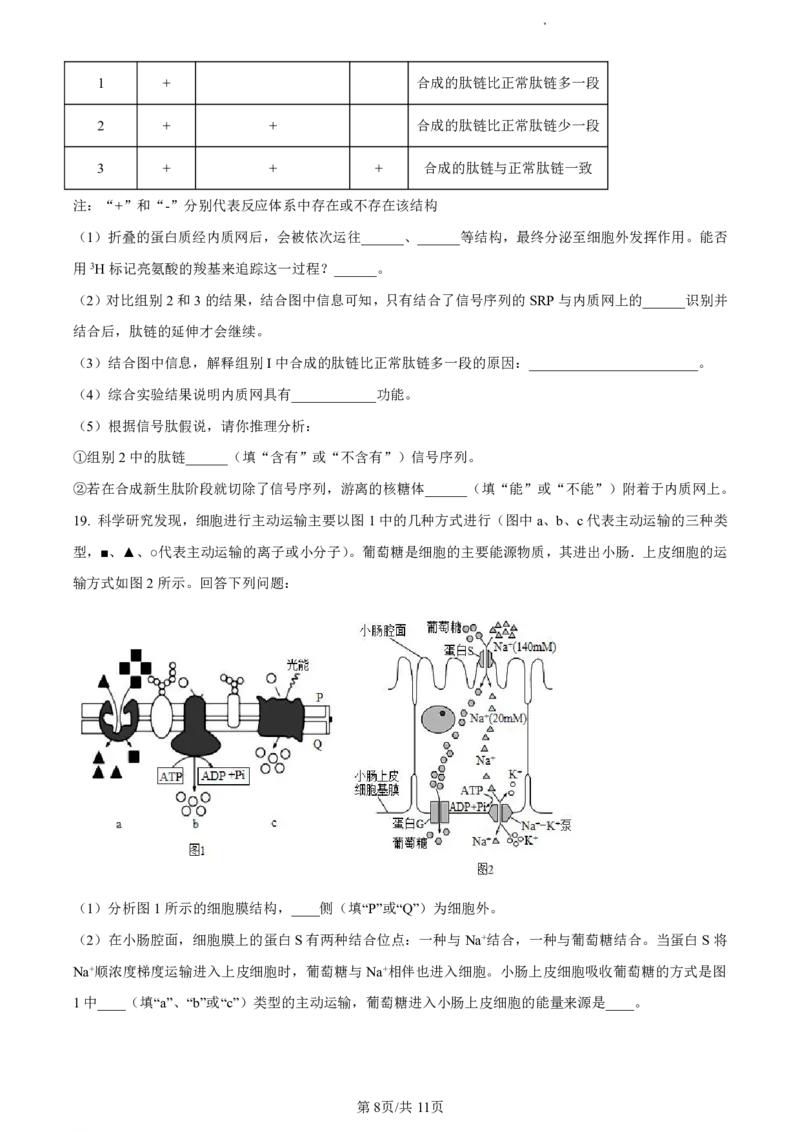 精品解析：福建省福州市九县（市、区）一中2023-2024学年高二下学期7月期末生物试题（原卷版）_2024-2025高二（7-7月题库）_2024年07月试卷