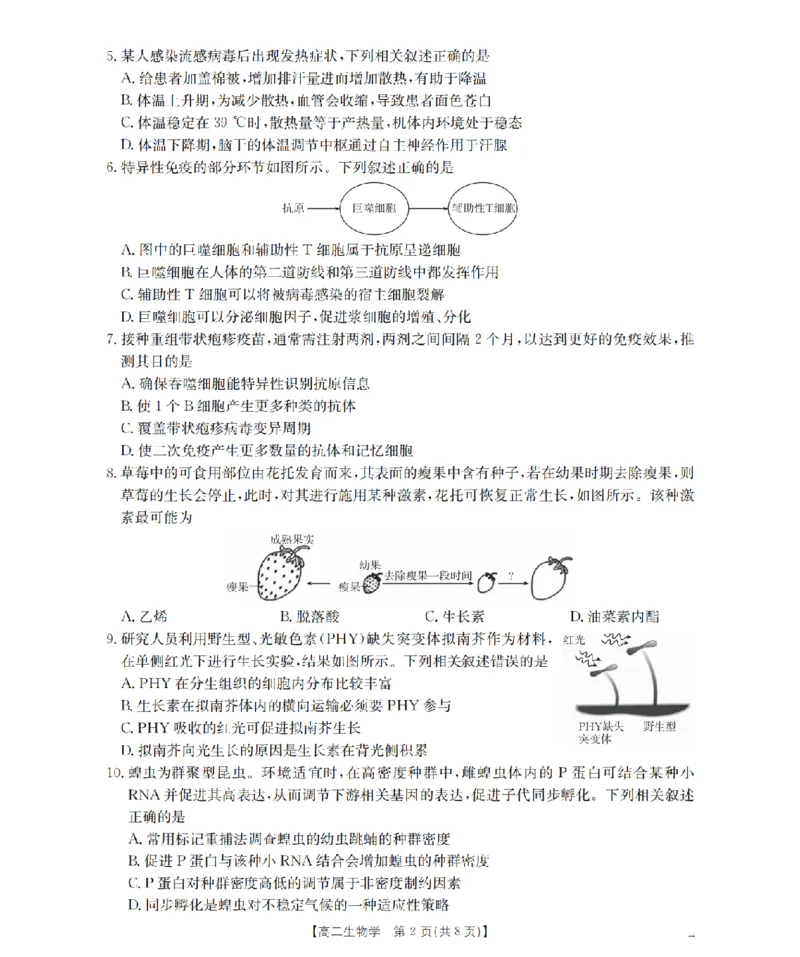 生物学_扫描版_2024-2025高二（7-7月题库）_2026年1月高二_260130金太阳&middot;辽宁省多校2025-2026学年高二上学期1月月考（全）