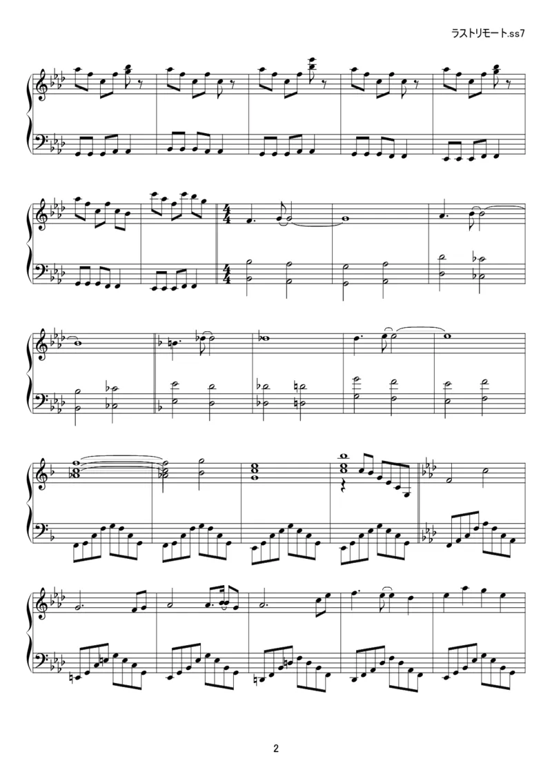 [kituneyuu][normal][6]_一万首著名钢琴曲谱哈农贝多芬合集视频教学电子版高清无水印可打印_05动漫游戏钢琴谱合集_日系东方Project钢琴谱全集_东方project钢琴谱_14　ラストリモート