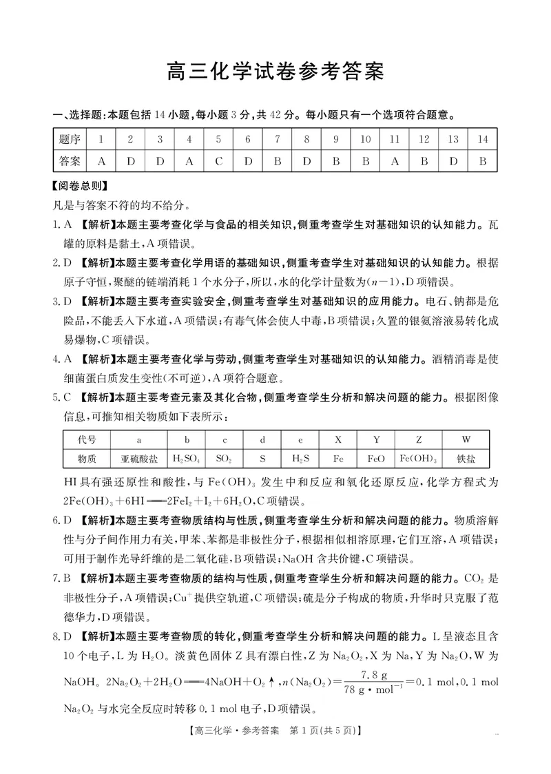 江西省2026届高三上学期10月联考（26-42C）化学答案_2024-2026高三（6-6月题库）_2025年10月高三试卷_251028金太阳&middot;江西省2026届高三上学期10月联考（26-42C）（全科)