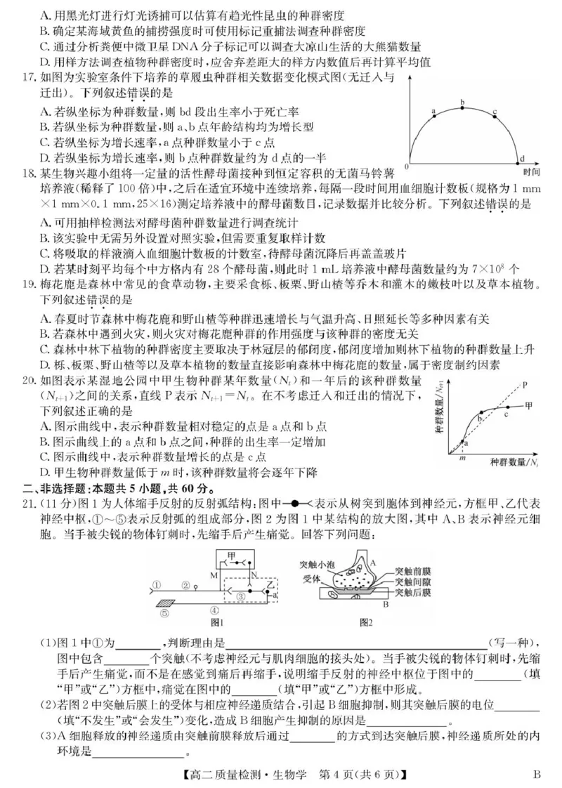 生物-高二质量检测（B）_2024-2025高二（7-7月题库）_2026年1月高二_260114甘肃省白银市靖远县第一中学2025-2026学年高二上学期12月月考