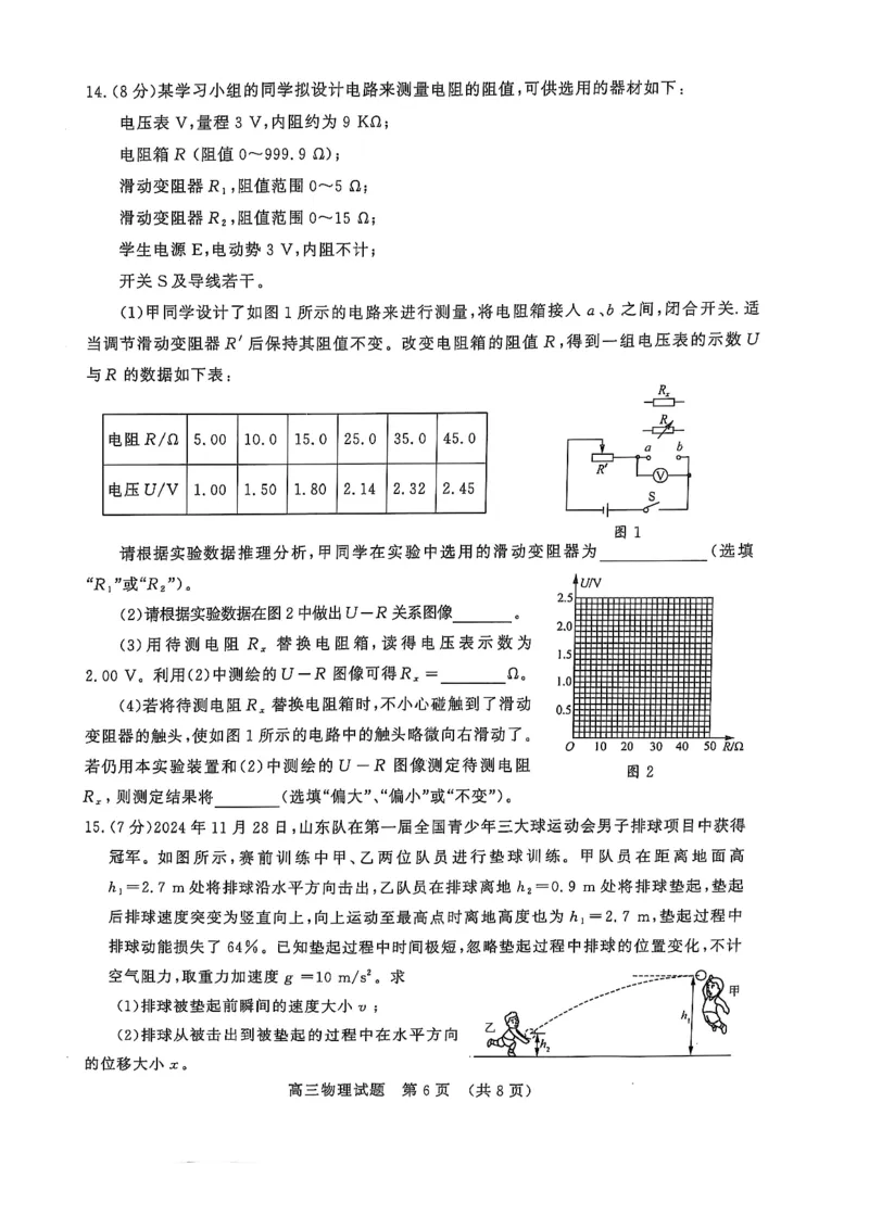 物理试题_2024-2025高三（6-6月题库）_2025年02月试卷_02172025届山东省名校联盟高三下学期2月开学考试（全科）_2025届山东省名校联盟高三下学期2月开学考试物理