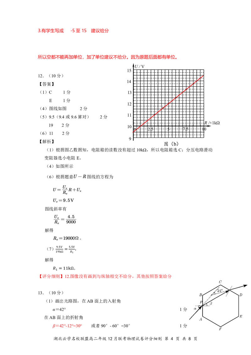 湖北云学名校联盟2025届高三年级12月联考物理答案_2024-2025高三（6-6月题库）_2024年12月试卷_1214湖北云学名校联盟2025届高三年级12月联考（全科）