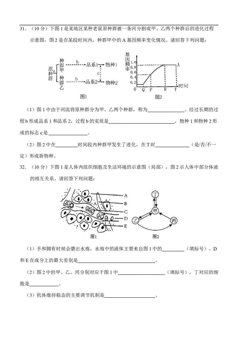 湖北省荆州市沙市中学2025-2026学年高二上学期11月期中生物试题（含答案）_251201湖北省荆州市沙市中学2025-2026学年高二上学期11月期中（全）