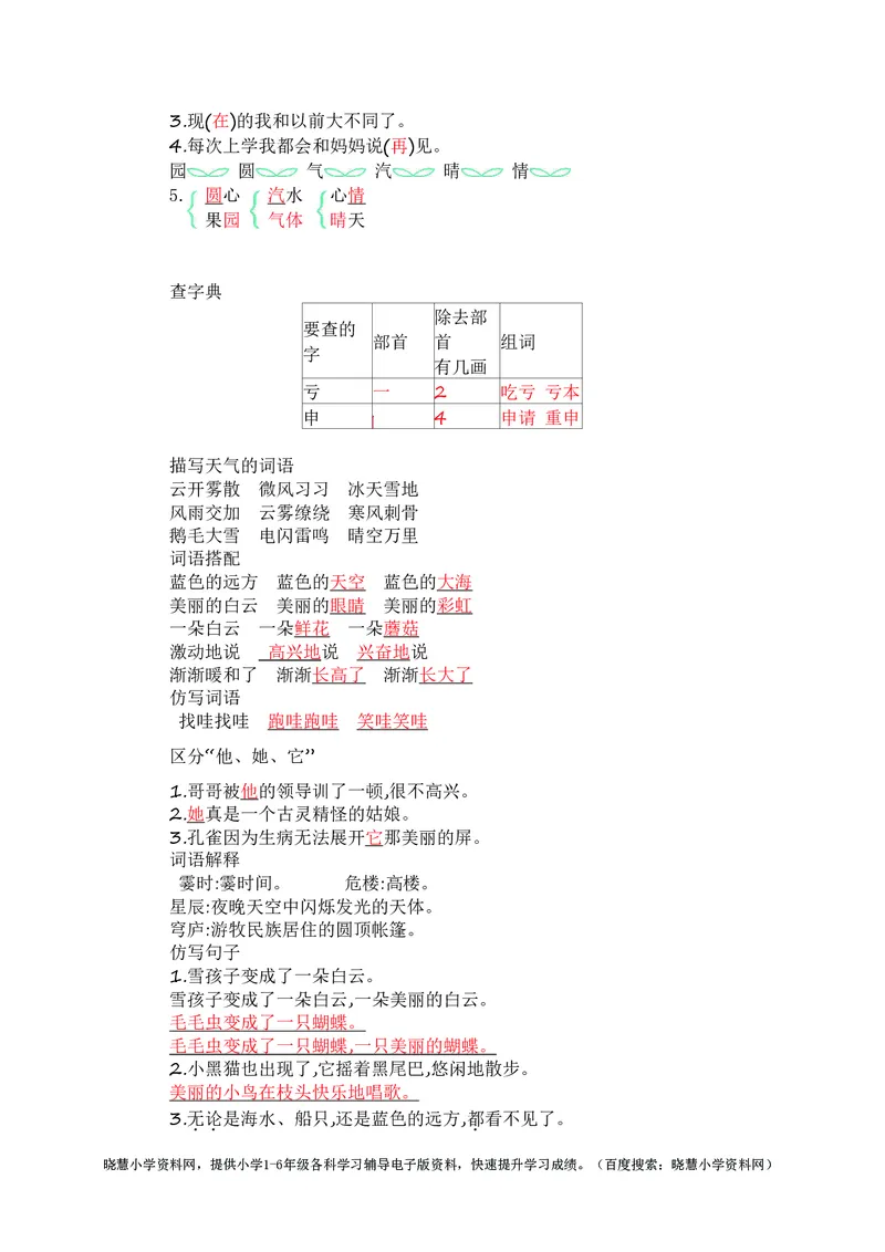 二年级上册语文部编版知识要点_小学1-6年级全部试卷_语文_二年级_3-7-1、小学二年级语文上册_3-7-1-1、复习、知识点、归纳汇总_部编版