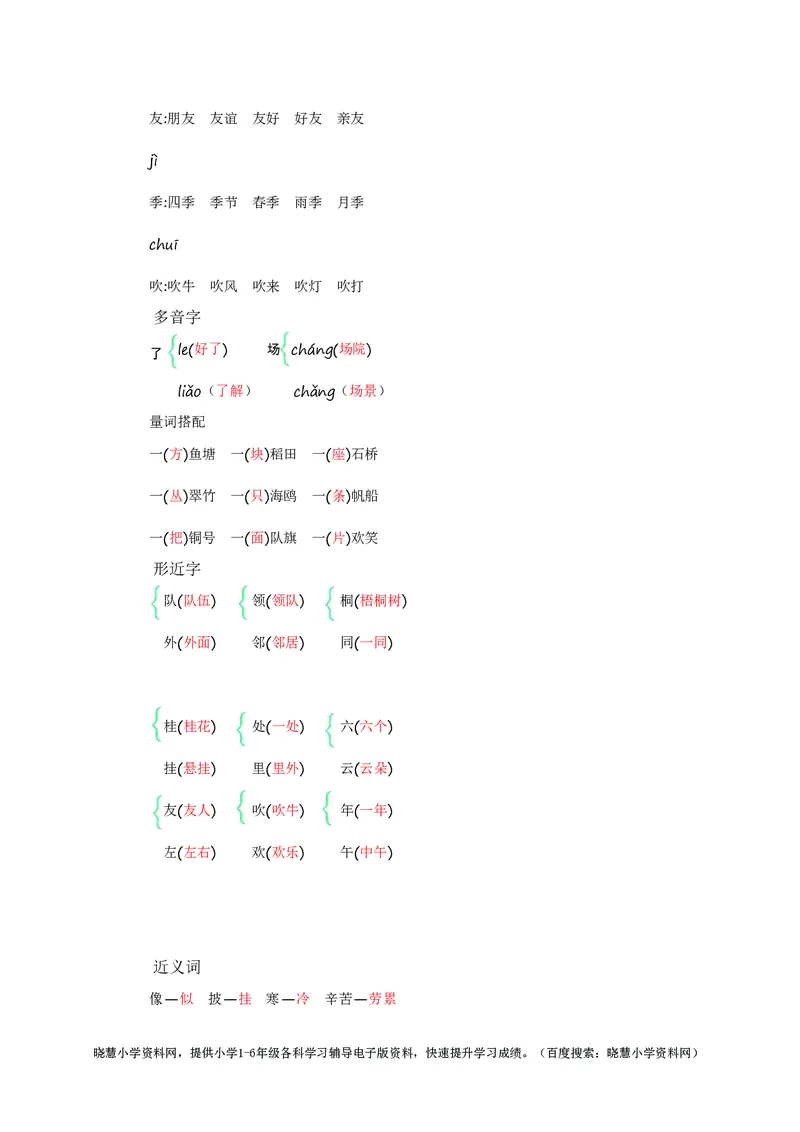 二年级上册语文部编版知识要点_小学1-6年级全部试卷_语文_二年级_3-7-1、小学二年级语文上册_3-7-1-1、复习、知识点、归纳汇总_部编版